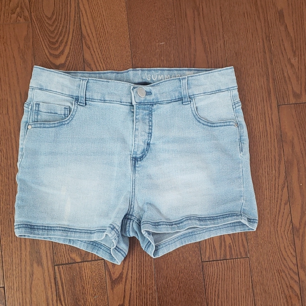 Hema Light Blue 5 Pocket Stretch Denim Shorts Size 13-14